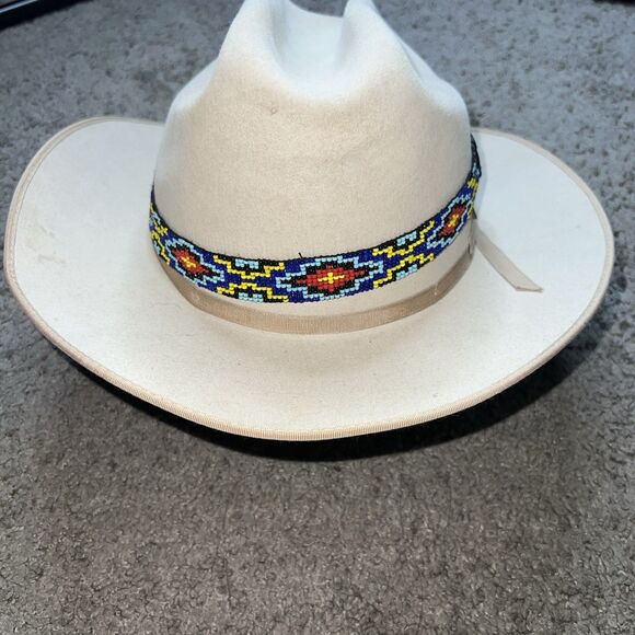 Cream Cowboy Hat with Beaded Band - Picture 1 of 9